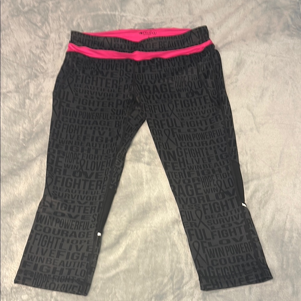 Ideology Black and Pink Leggings motivational awareness breast cancer